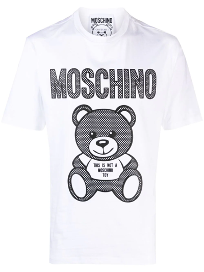 Shop Moschino T-shirt With Teddy Bear Print In White