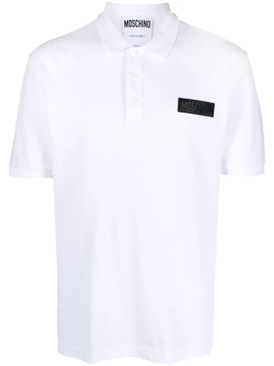 Shop Moschino Polo Shirt With Patch In White
