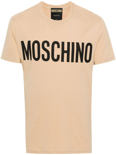 Shop Moschino T-shirt With Print In Nude & Neutrals