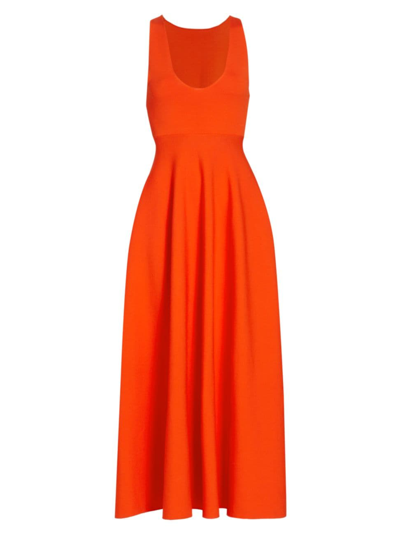 Shop Brandon Maxwell Women's Scoopneck Knit Maxi Dress In Red Orange