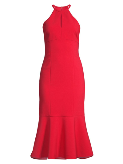 Shop Likely Women's Tammio Cut-out Flounce Midi-dress In Scarlet