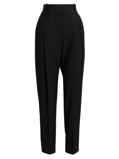 Shop Alexander Mcqueen Women's Sartorial Wool Pleated Trousers In Black