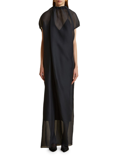 Shop Khaite Women's Essie Silk Maxi Dress In Black