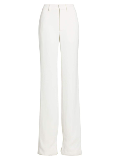 Shop Brandon Maxwell Women's Slit-inseam Straight-leg Trousers In White