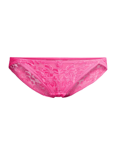 Shop Free People Women's Sorento Sheer Lace Bikini Briefs In Lucky Pink