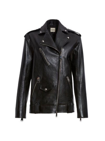 Shop Khaite Women's Hanson Leather Jacket In Black