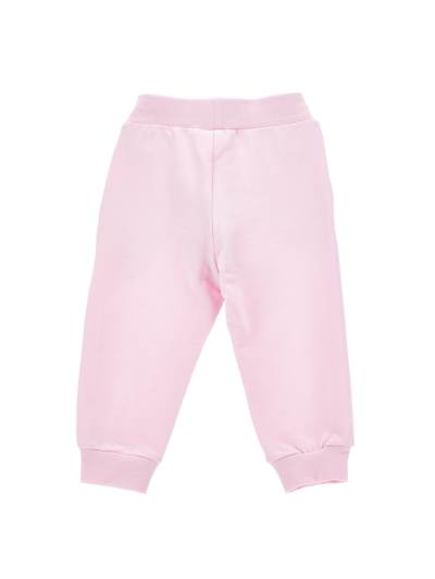 Monnalisa Floral Stretch Fleece Joggers In Rosa Fairy Tale