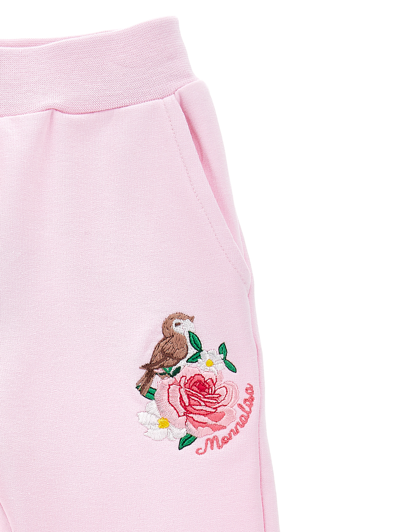 Monnalisa Floral Stretch Fleece Joggers In Rosa Fairy Tale