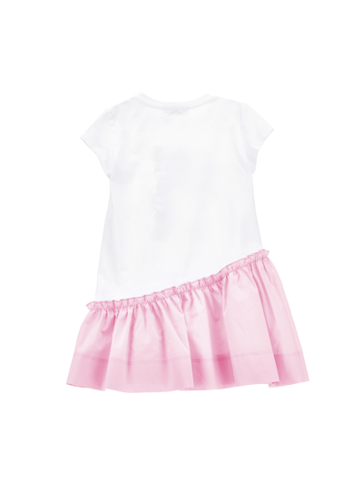 Monnalisa Minnie Cotton Dress In White + Rosa Fairytale