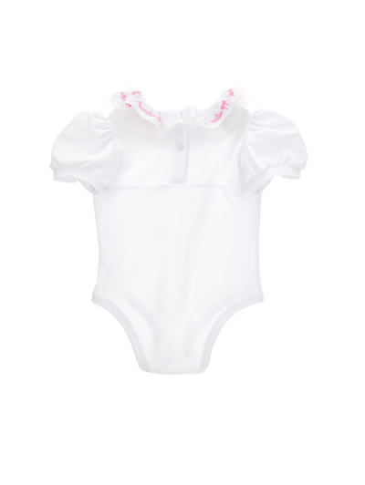 Monnalisa Bodysuit Model Shirt In White + Rosa Fairytale