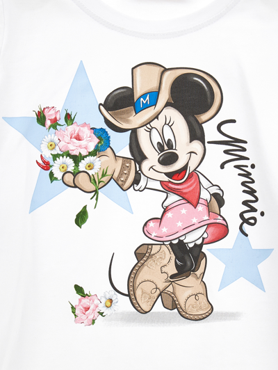 Monnalisa Minnie Organic Cotton T-shirt In White