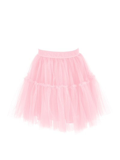 Shop Monnalisa Silk Hand Tulle Skirt In Rosa Fairy Tale