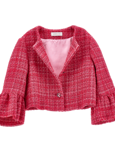 Monnalisa Mélange Bouclé Jacket In Fuchsia