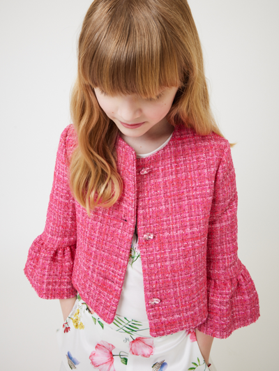 Monnalisa Mélange Bouclé Jacket In Fuchsia