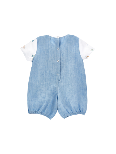 Monnalisa Lion Dungarees Romper In White + Cloud