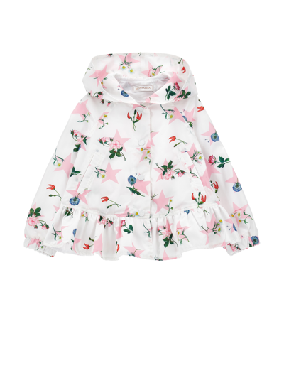 Monnalisa Star Print Windproof Jacket In White + Rosa Fairytale