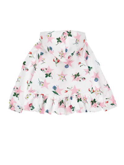 Monnalisa Star Print Windproof Jacket In White + Rosa Fairytale