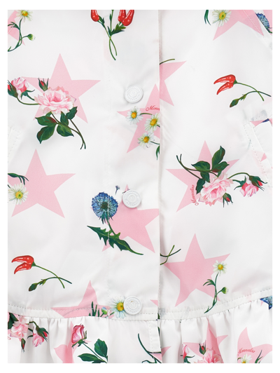 Monnalisa Star Print Windproof Jacket In White + Rosa Fairytale
