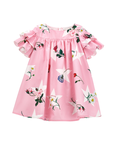 Monnalisa Floral-print Flared Cotton Dress In Rosa Fairy Tale