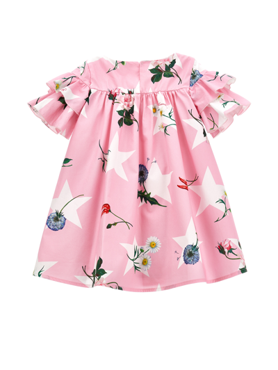 Monnalisa Floral-print Flared Cotton Dress In Rosa Fairy Tale