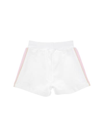 Monnalisa Fleece Shorts With Studs In White + Rosa Fairytale