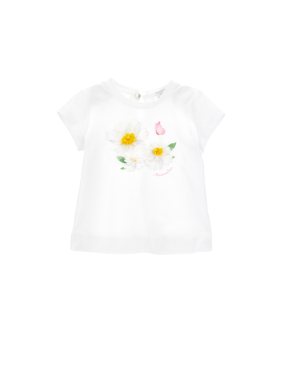 Shop Monnalisa Floral Print T-shirt In White