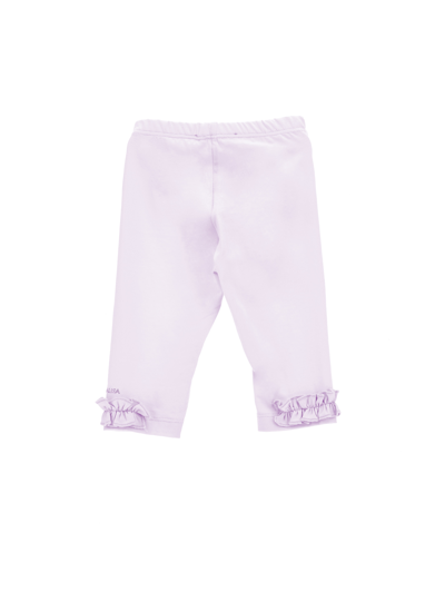 Shop Monnalisa Cotton Leggings With Ruffles In Wisteria