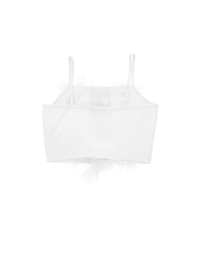 Monnalisa Cotton Top With Tulle Ruffles In White