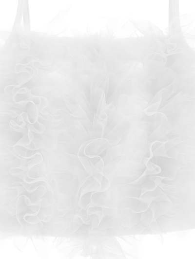 Monnalisa Cotton Top With Tulle Ruffles In White