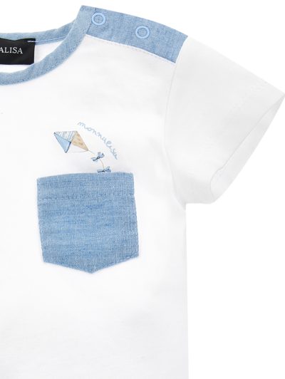 Monnalisa Lion Three-piece Set In White + Cloud