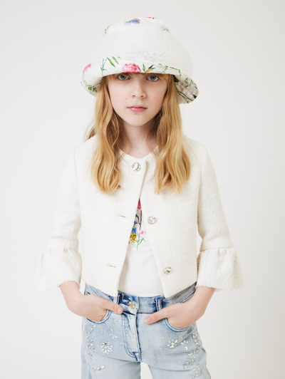 Monnalisa Mélange Bouclé Jacket In Cream