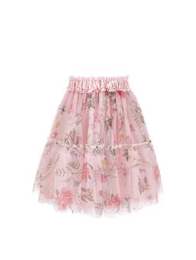 Monnalisa Long Tulle Skirt In Fairytale + Multicolor