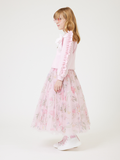 Monnalisa Long Tulle Skirt In Fairytale + Multicolor