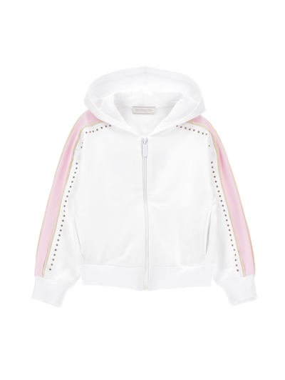 Monnalisa Minnie Cotton Sweatshirt In White + Rosa Fairytale