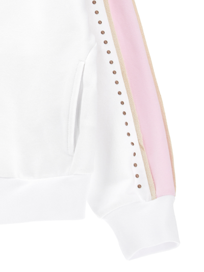 Monnalisa Minnie Cotton Sweatshirt In White + Rosa Fairytale