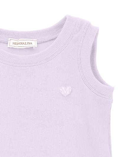 Monnalisa Ribbed Viscose Tank Top In Wisteria