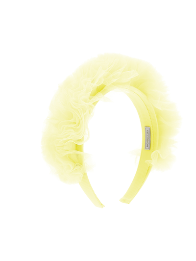 Monnalisa Tulle Ruffle Headband In Light Yellow