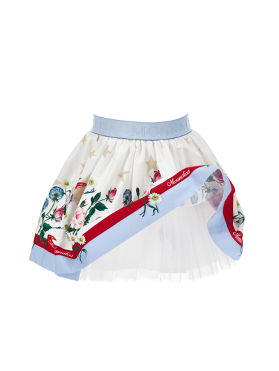 Monnalisa Floral-print Flared Skirt In White