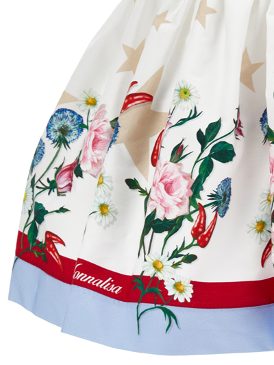 Monnalisa Floral-print Flared Skirt In White