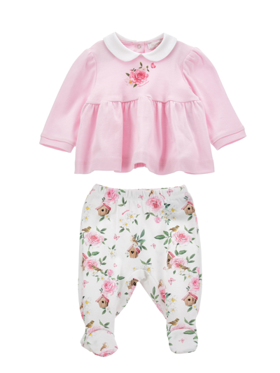 Monnalisa Two-piece Cotton Suit In Rosa Fairy Tale