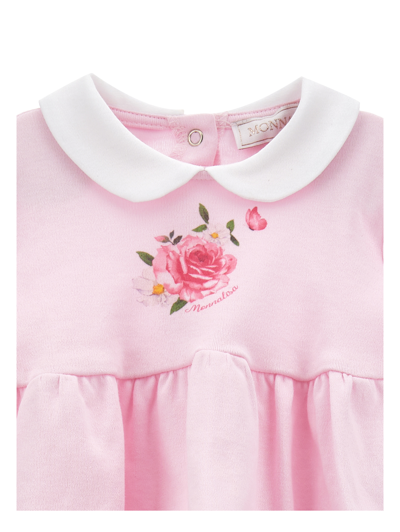 Monnalisa Two-piece Cotton Suit In Rosa Fairy Tale
