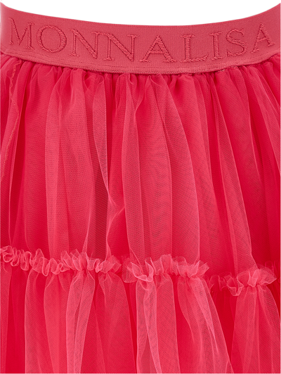 Shop Monnalisa Silk Hand Tulle Skirt In Fuchsia