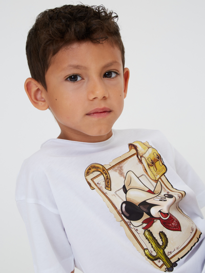 Monnalisa Mickey Mouse Jersey T-shirt In White