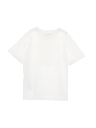 Monnalisa T-shirt With Plastron In Cream