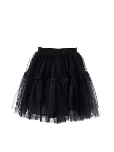 Shop Monnalisa Silk Hand Tulle Skirt In Black
