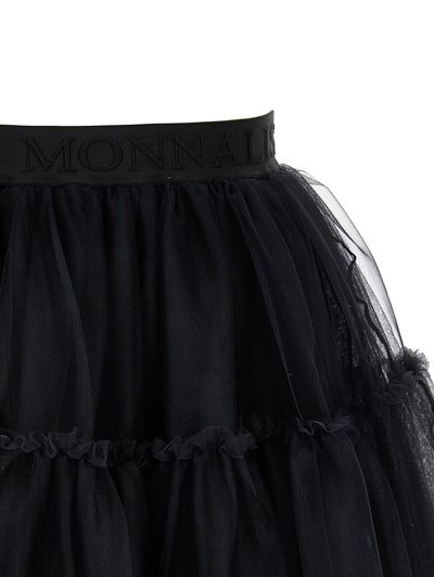 Shop Monnalisa Silk Hand Tulle Skirt In Black