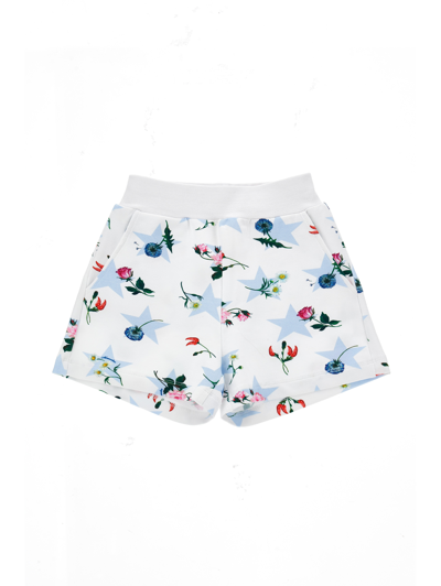 Monnalisa Floral Cotton Blend Shorts In White