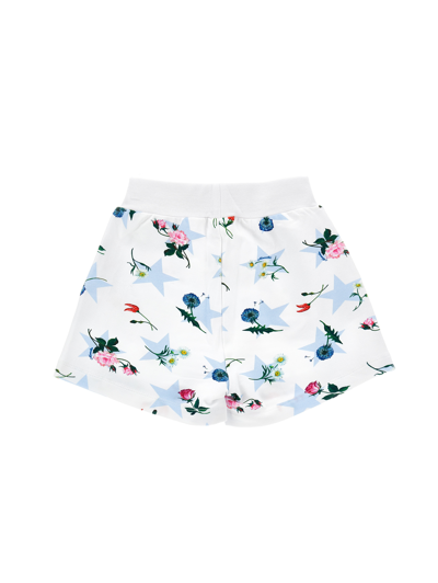 Monnalisa Floral Cotton Blend Shorts In White