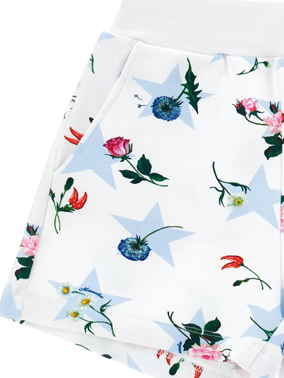 Monnalisa Floral Cotton Blend Shorts In White