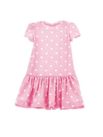 Monnalisa Stars Jersey Dress In Rosa Fairy Tale